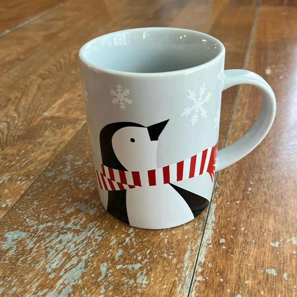 Crate & Barrel Penguin Mug Christmas Holiday Winter Joan Anderson 2020